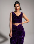 JESS Sequin Cowl Crop Top in AMETHYST