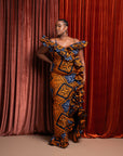 ZEZE Off shoulder Ruffle African Print Maxi Dress