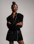 RAVEN Sequin Blazer Dress in ONYX