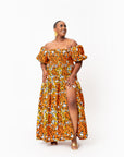 OTTI African print smocked body maxi dress