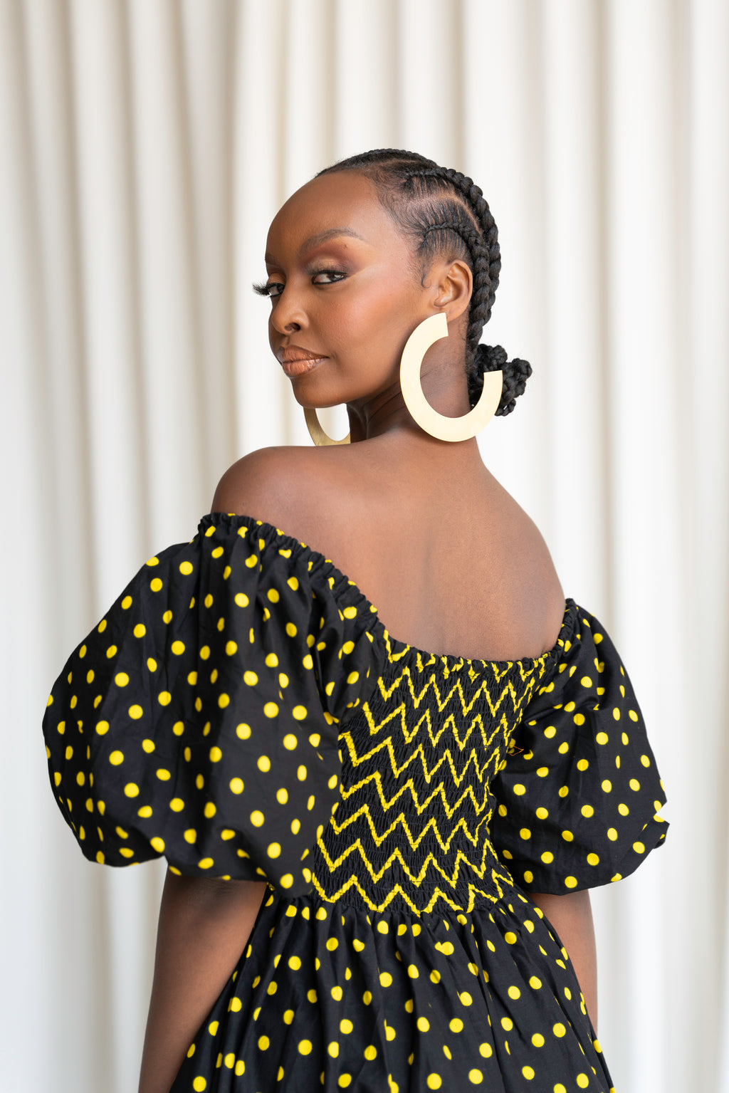 OGE Smocked Puffy Sleeve African print maxi dress – OFUURE