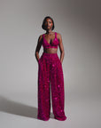 LIZA Sequin Pants in MAGENTA