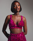 LIZA Sequin Bra Top in MAGENTA