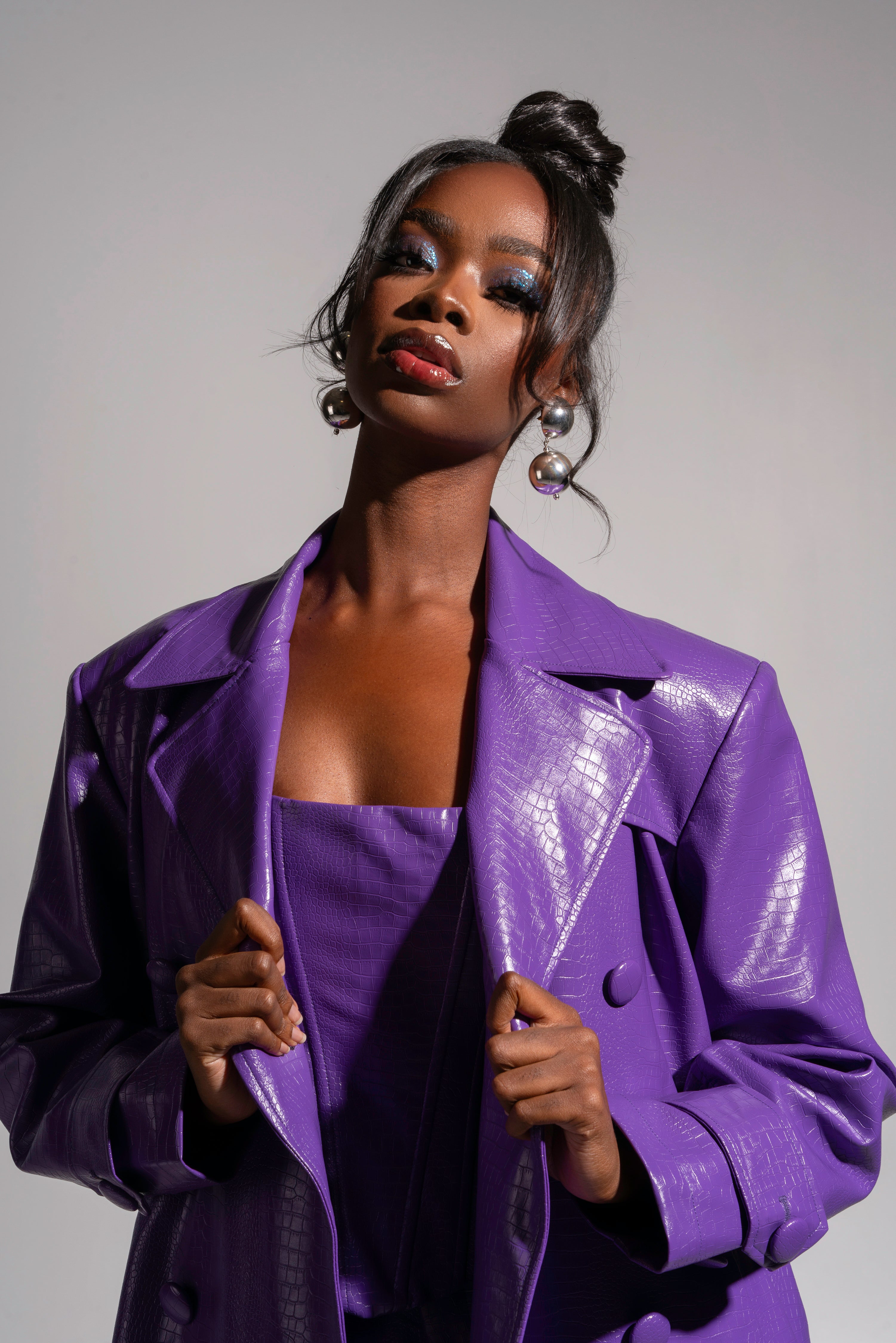 Purple leather coat hotsell