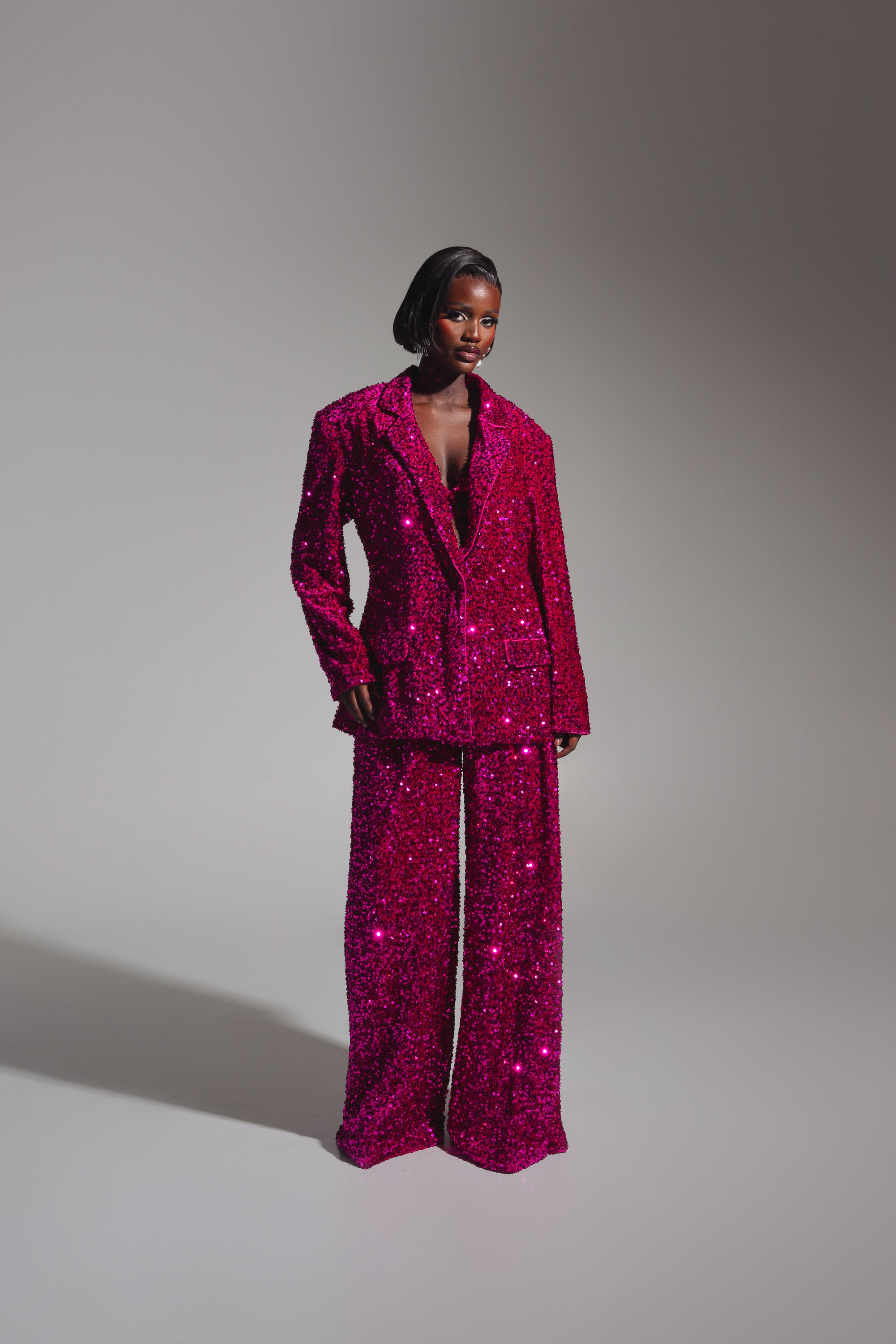 LIZA Sequin Pants in MAGENTA