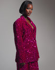 LIZA Sequin Blazer in MAGENTA