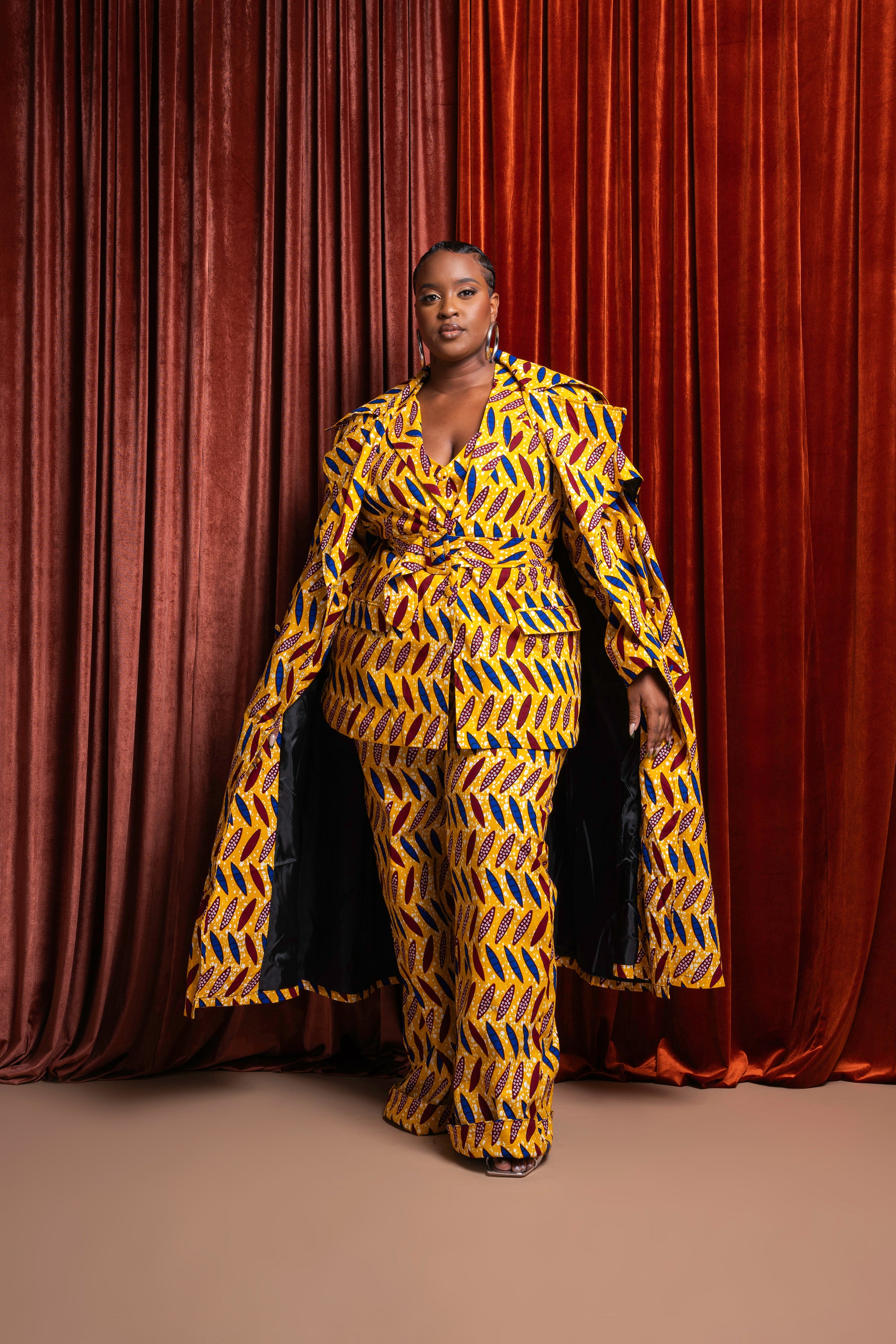 MOYIN African Print Trench Jacket