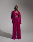 LIZA Sequin Pants in MAGENTA