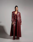 ONO Faux Leather Pants in Burgundy