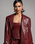 ONO Faux Leather Trench jacket in Burgundy