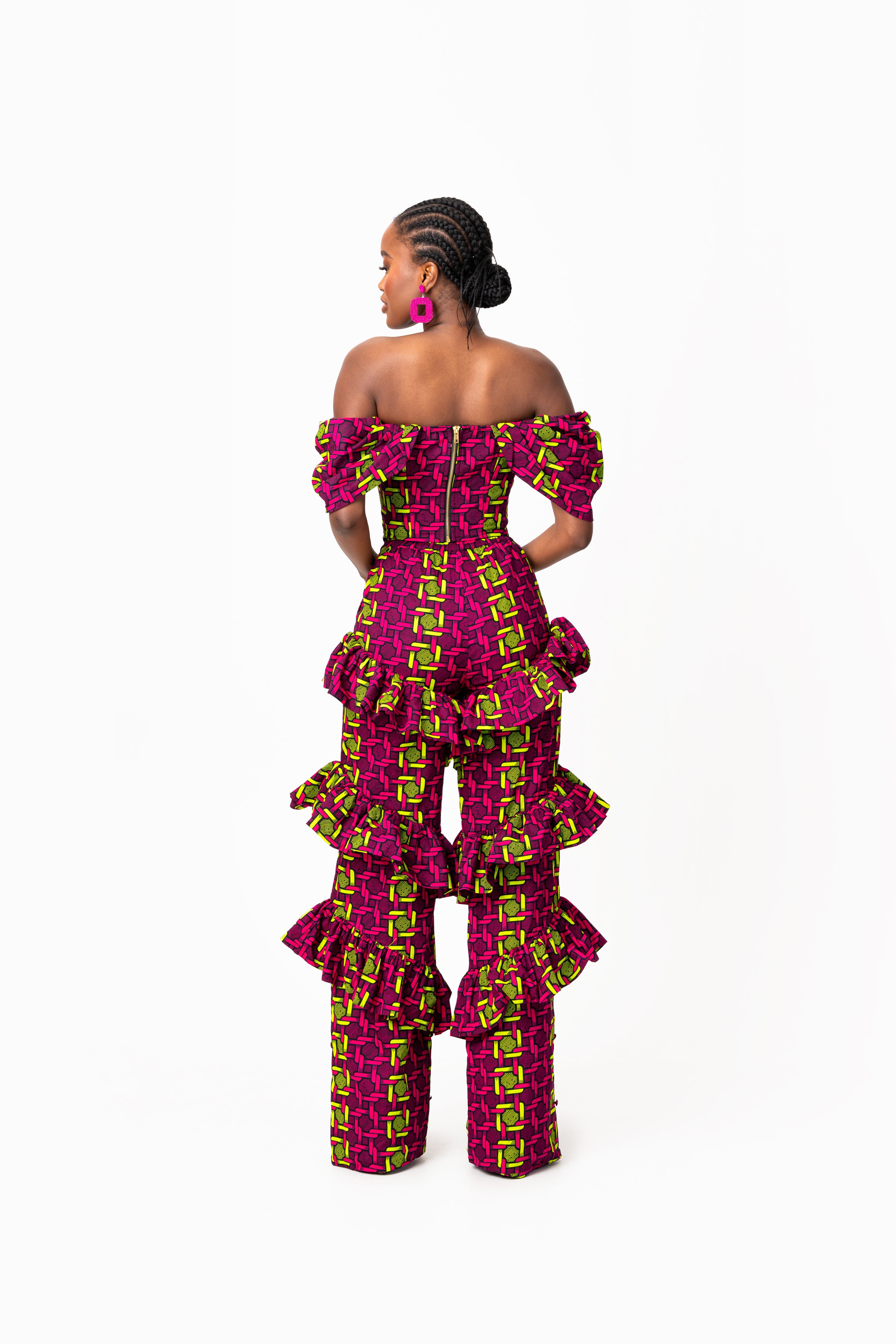 WUNMI African Print Ruffle high waist trousers ( 3 LENGTH)