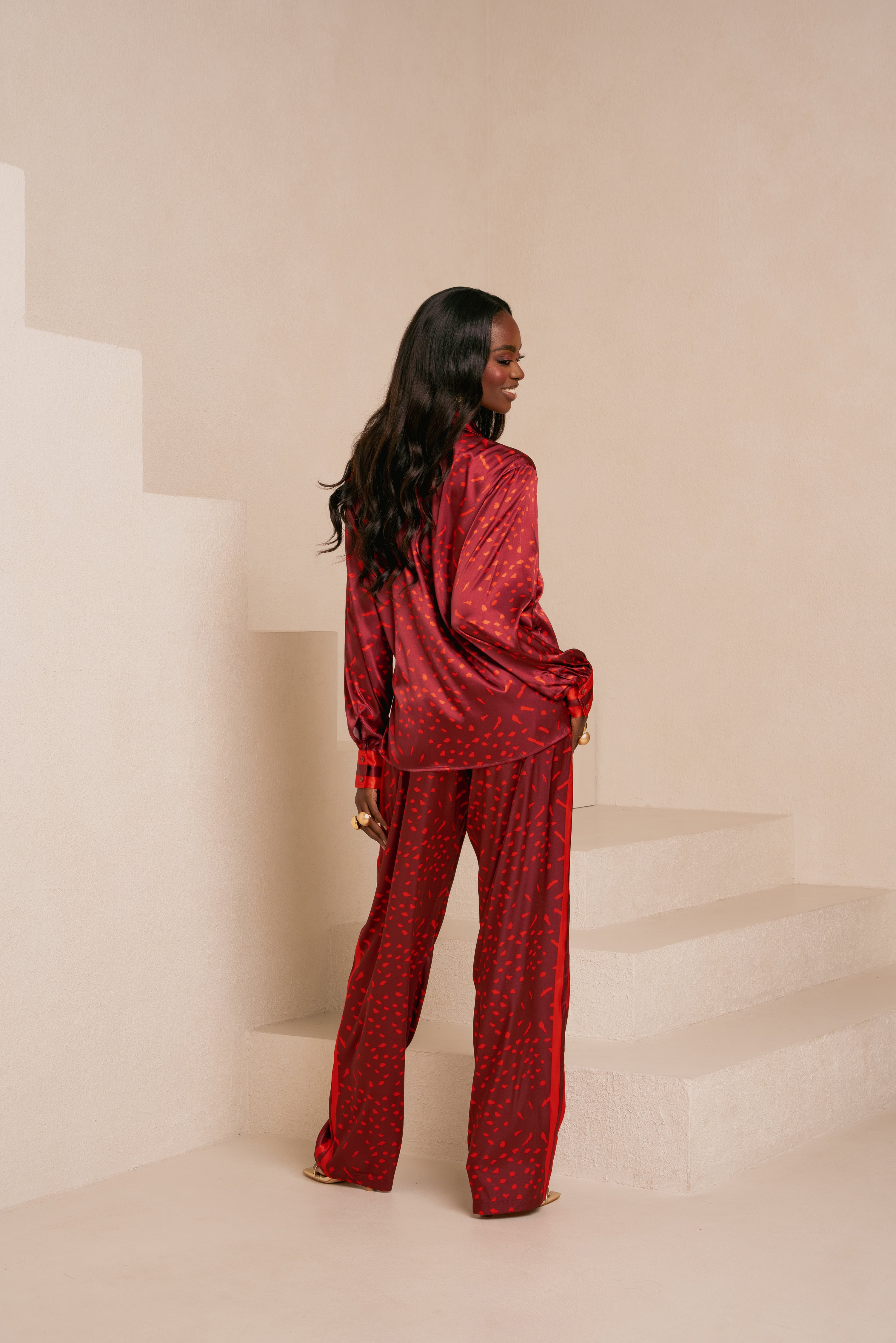 AMINAH RED PANT SET