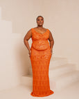 IZA ORANGE COWL MAXI DRESS