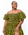 CHIMA African print smocked body maxi dress