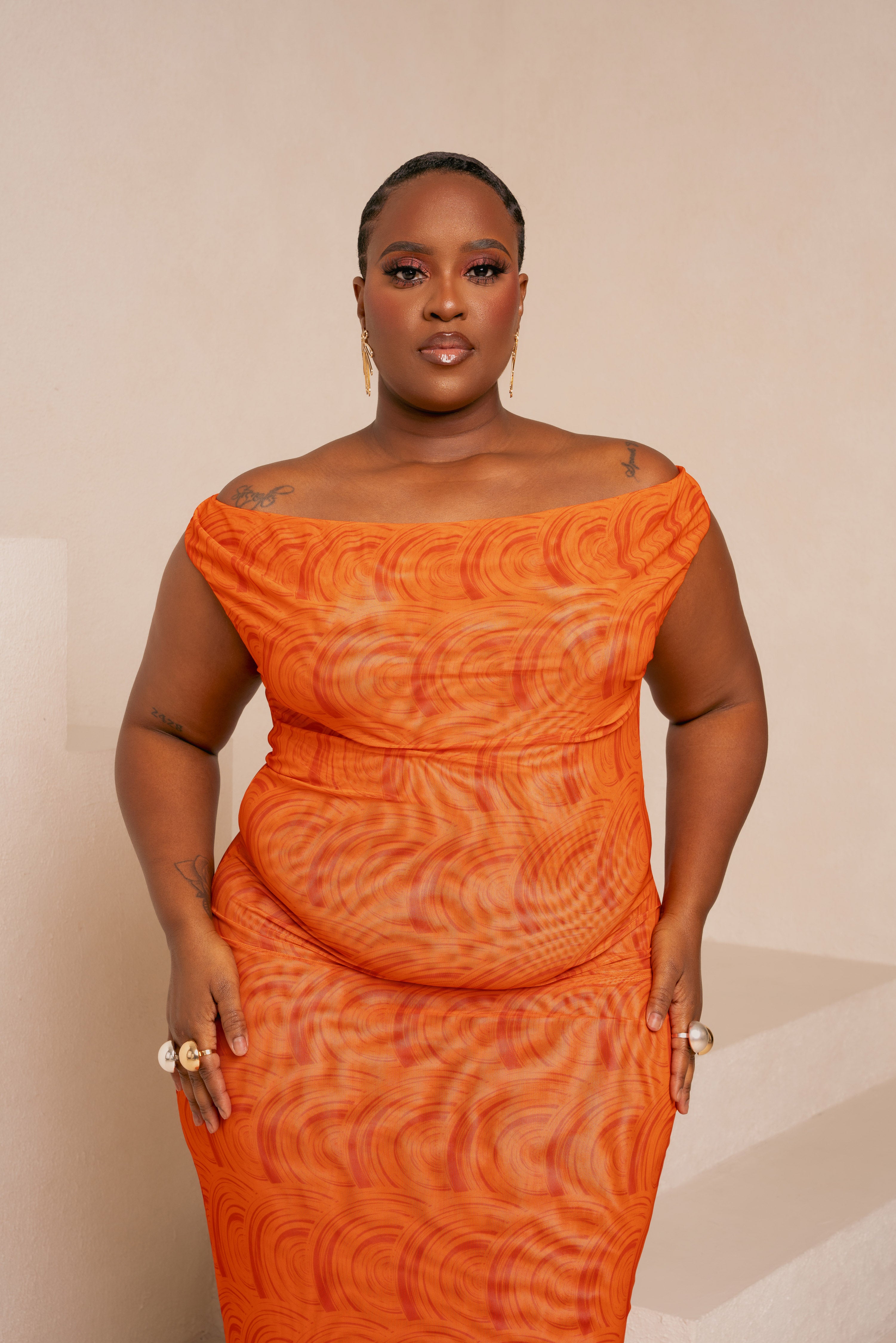 IZA ORANGE COWL MAXI DRESS