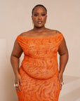 IZA ORANGE COWL MAXI DRESS