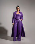 ONO Faux Leather Trench jacket in Purple