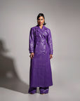 ONO Faux Leather Trench jacket in Purple