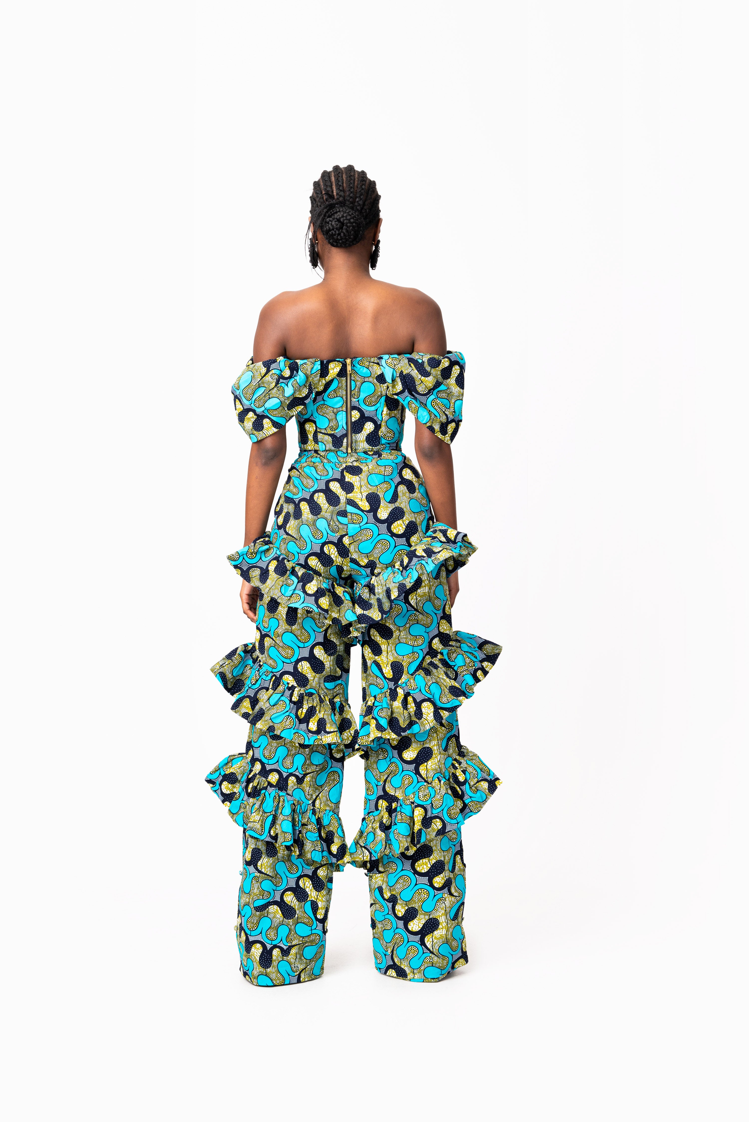 BADE African Print Ruffle high waist trousers ( 3 LENGTH)