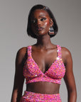 LIZA Sequin Bra Top in TOURMALINE