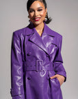 ONO Faux Leather Trench jacket in Purple