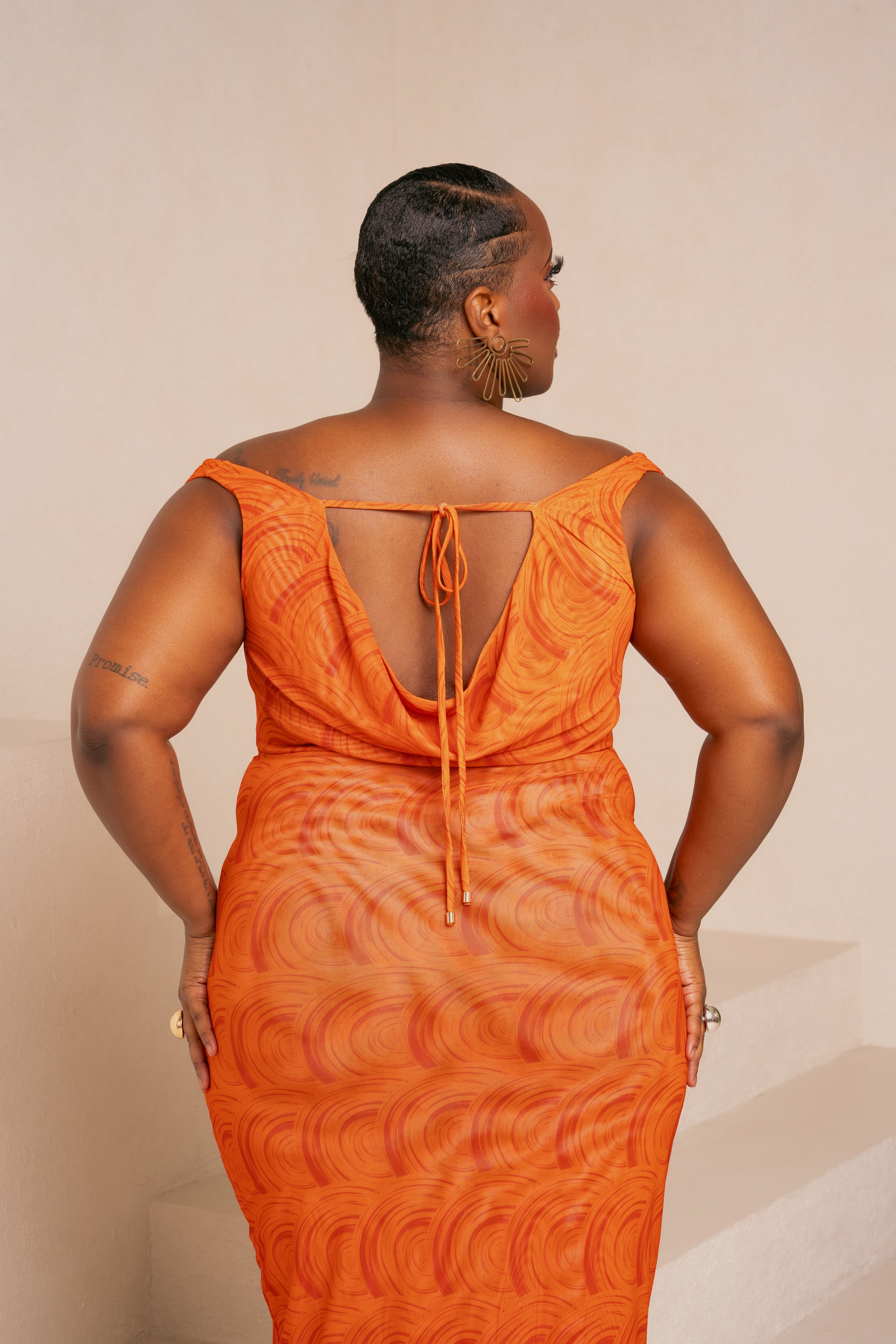 IZA ORANGE COWL MAXI DRESS