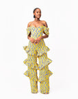 LILY African Print Ruffle high waist trousers (3 LENGTH)