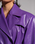 ONO Faux Leather Trench jacket in Purple