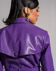 ONO Faux Leather Trench jacket in Purple