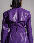 ONO Faux Leather Trench jacket in Purple