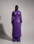 ONO Faux Leather Trench jacket in Purple