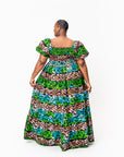 ADA Smocked Puffy Sleeve African print maxi dress