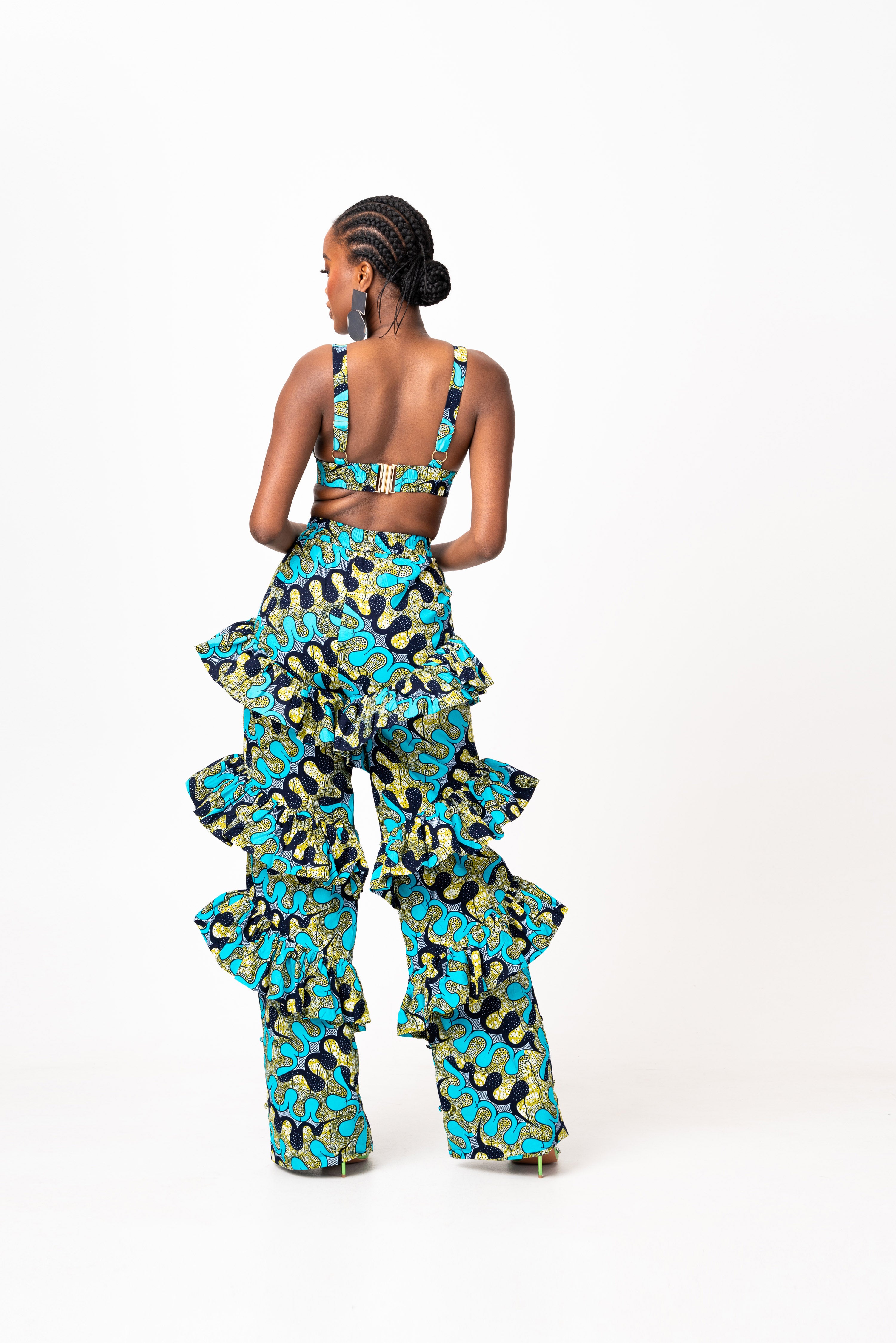 BADE African Print Ruffle high waist trousers ( 3 LENGTH)