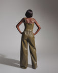 ONO Faux Leather Pants in Olive