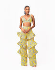 LILY African Print Ruffle high waist trousers (3 LENGTH)