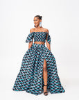 LINA African Print Ruffle Sleeve Crop Top