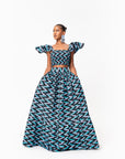 LINA African Print Ruffle Sleeve Crop Top