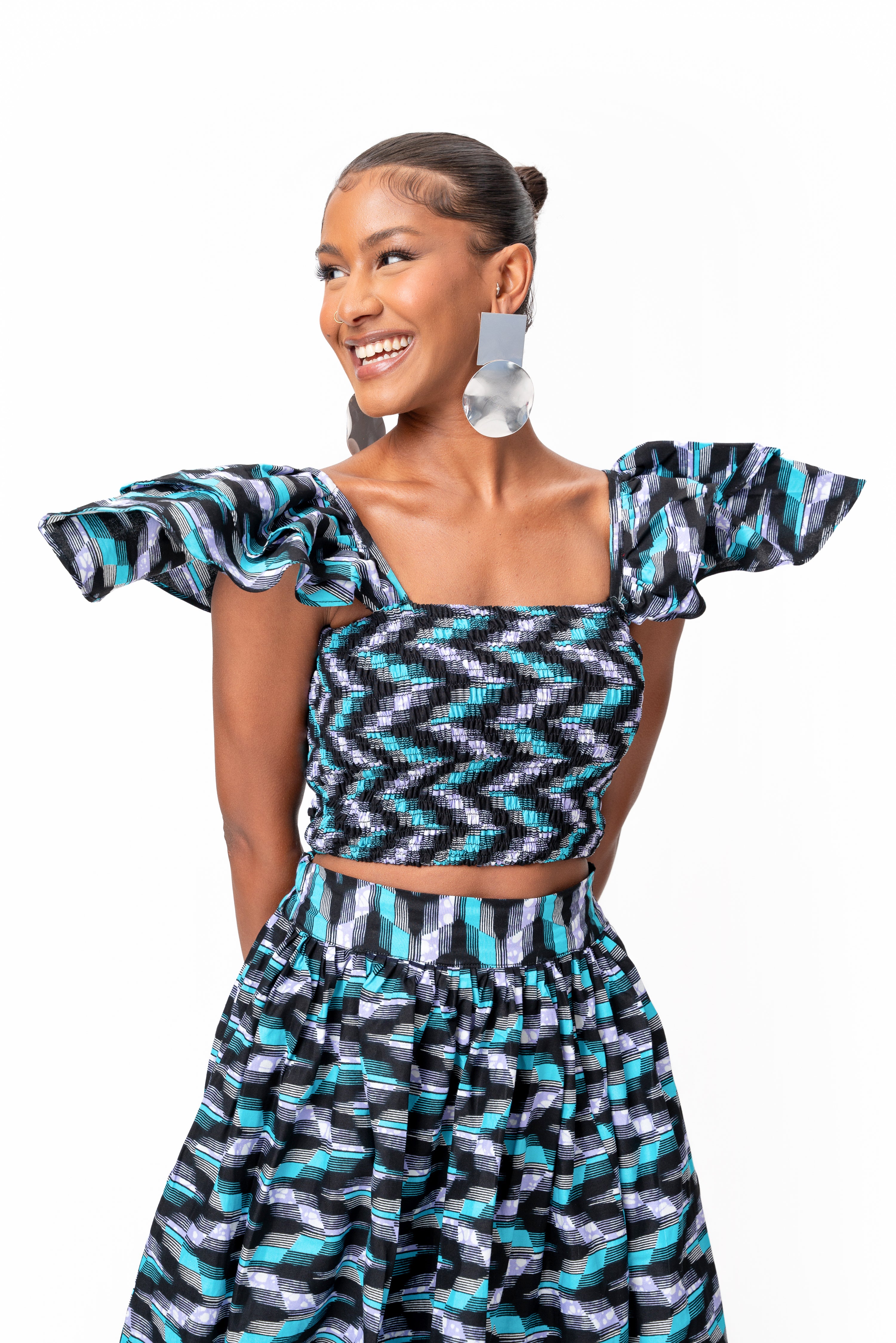 LINA Tiered African Print Maxi Skirt