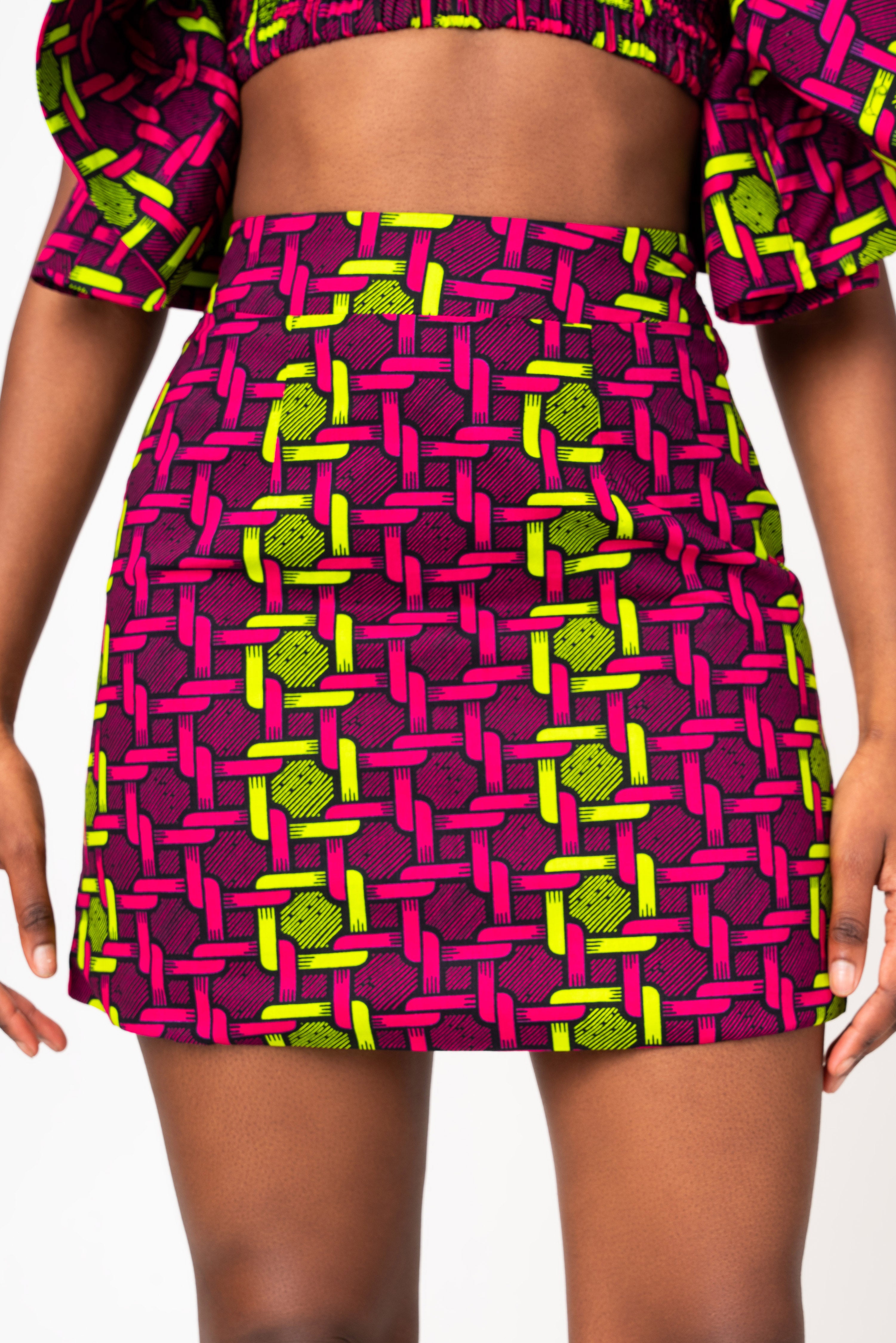 WUNMI African Print Mini Skirt