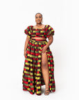 NAYA Smocked Puffy Sleeve African Print Crop Top