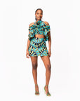 BADE African Print Ruffle Crop Top