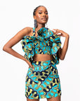 BADE African Print Ruffle Crop Top