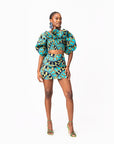 BADE African Print Ruffle Crop Top