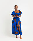 TORI African print smocked body maxi dress