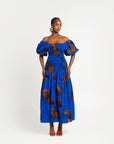 TORI African print smocked body maxi dress