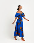 TORI African print smocked body maxi dress