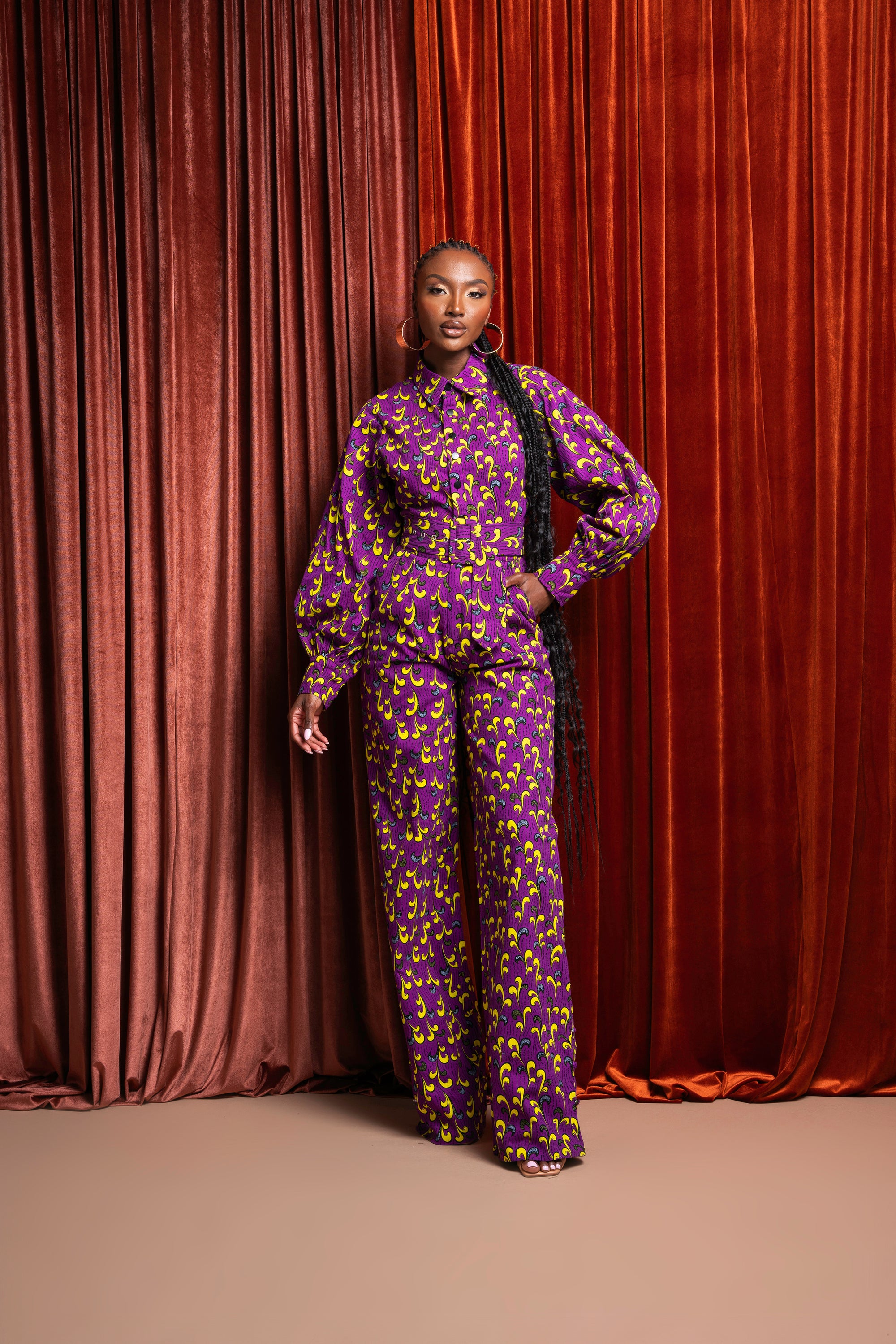 REMA African print long sleeve jumpsuit