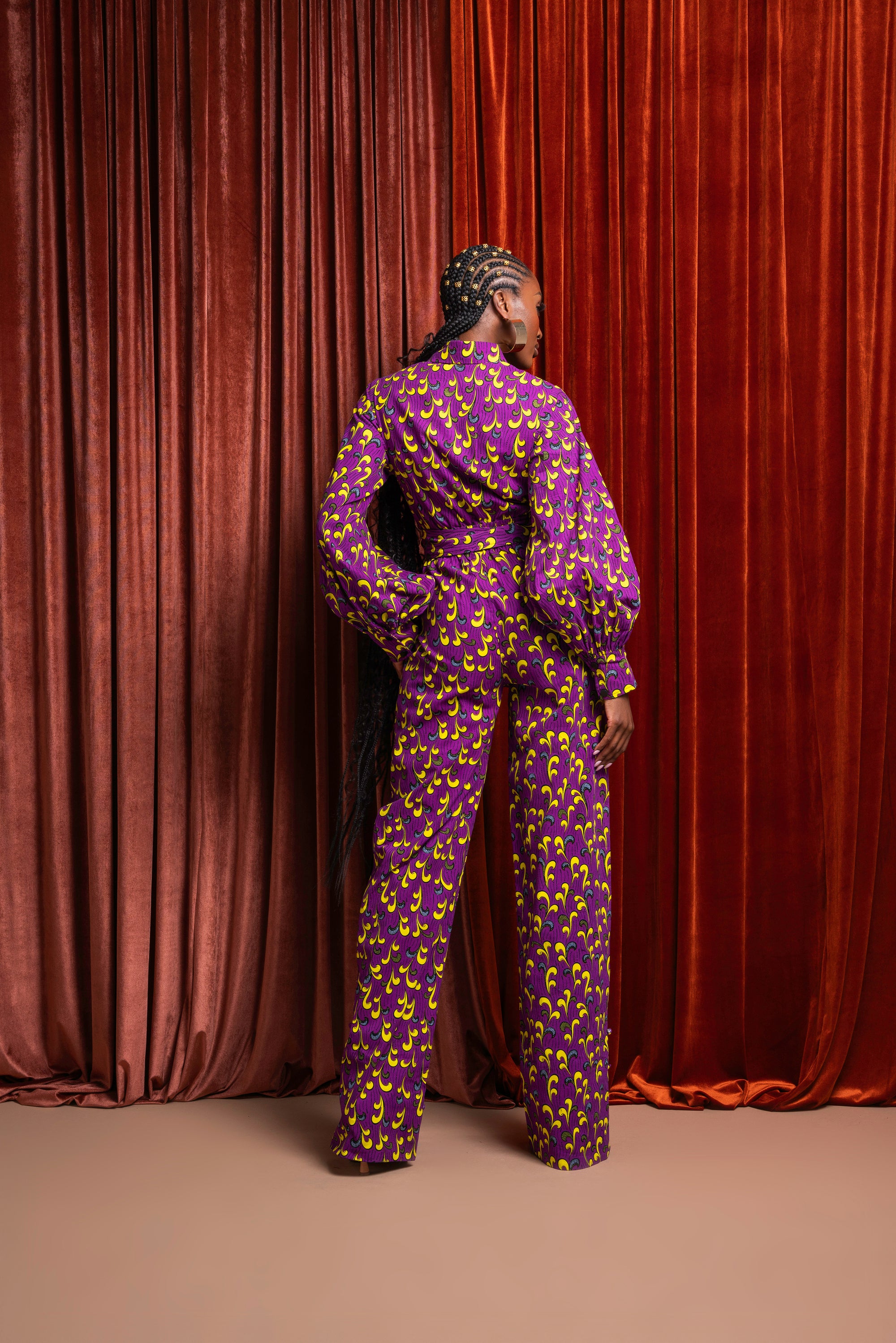 REMA African print long sleeve jumpsuit