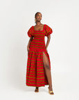 RUWE African print smocked body maxi dress