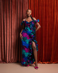 ZURI Off shoulder Ruffle African Print Maxi Dress